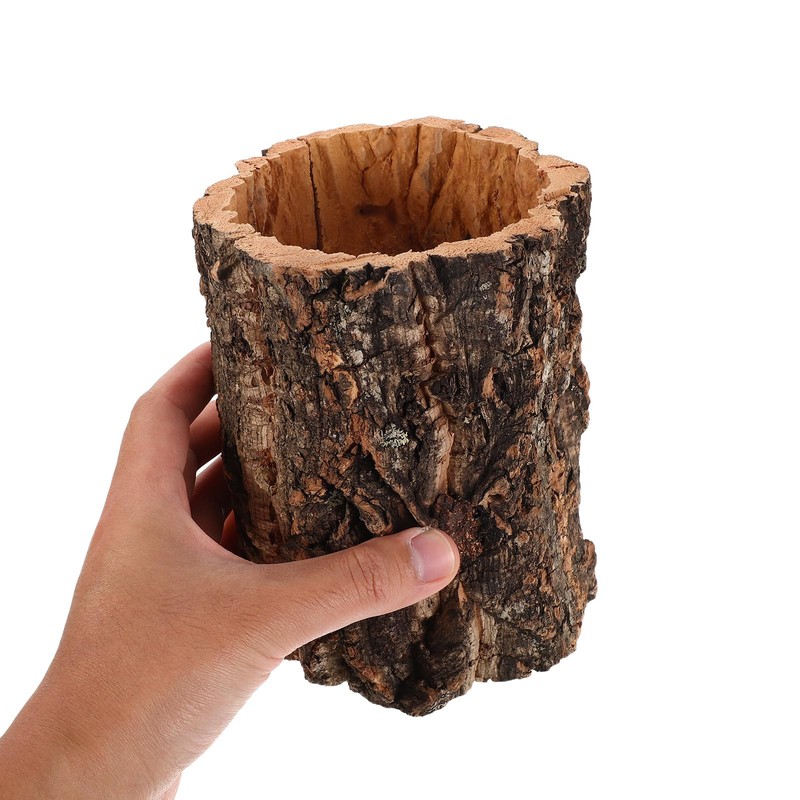 Natural Cork Bark Round Reptile Hideout-Hollow Tree Trunk Climbing Hide-Wooden