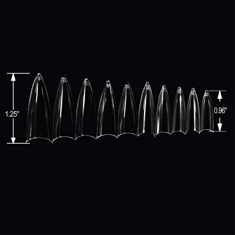 VIVACE Clear Stiletto 500 Acrylic False Fake Gel Nail Tips