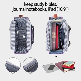LUXJA Bible Bag with Multiple Pockets for Bible Study Items, Bible Case Tote for Women, Purple