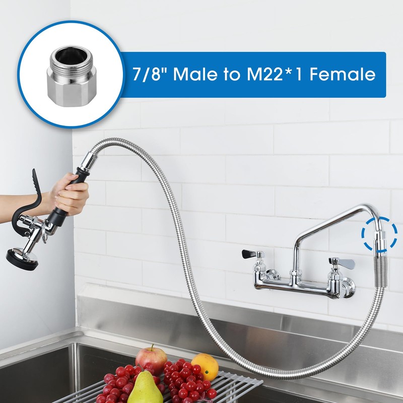 HWM Commercial Sink Sprayer Valve with 44” Flexible Stainless Steel