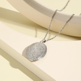 Fuqimanman2020 Vintage Engraved Flower Locket Picture Pendant Necklace Oval Heart Locket Hold Photo Picture Pendant Necklace Memory Jewelry, Copper, No Gemstone