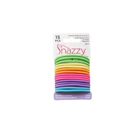 Snazzy Neon Hair Bands Thick 15pcs Soft Painless No Damage Hair Elastics Ties 140mm in Length and 4mm in Width Strong Reuseable 1 Pack 15 per card
