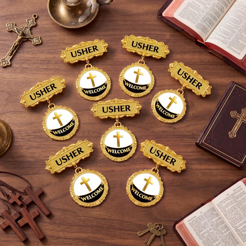 luck sea 8 Pack Church Usher Badges with Pin Back
