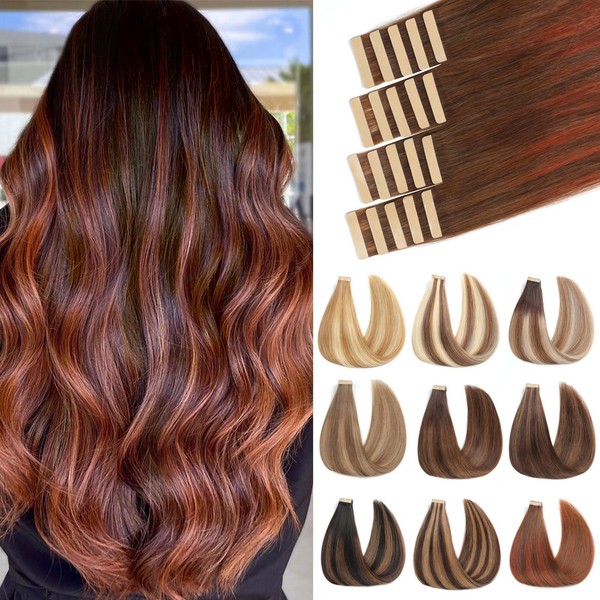 ShowJarlly Tape in Extensions Echthaar 20pcs Tape Extensions Echthaar 60cm