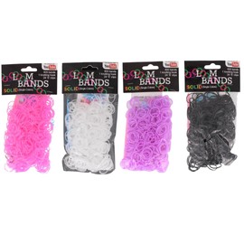 LND Gifts Loom Bands Kit,Replacement Loom Bands Refil 600 Bands in Pink, Purple, Black, White, Knotting Hook, 24 S Clips (Purple)