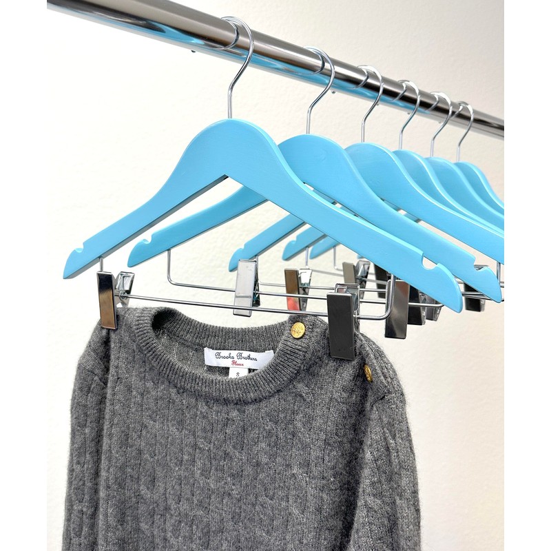 Kids Hangers with Metal Clips Pant Bar 4T-10 (Air Blue)