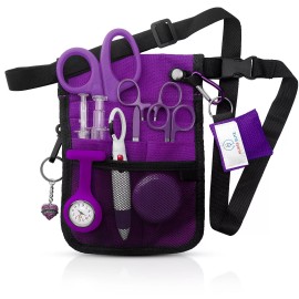 NURSE ELITE Medical Belt Utility Kit, Nurse Pro Pack Pocket Organizer Pouch - Purple