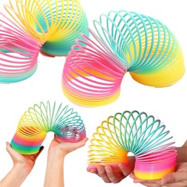 2PCS Rainbow Coil Spring Toy,Magic Spring Coil,Rainbow Magic Spring Toy for Party Favors Gifts,Stocking Stuffers for Adults(Size 3.4 * 3.5 inch)