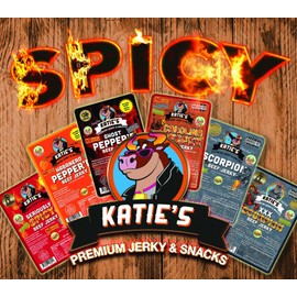 Katie's Beef Jerky - Super Spicy Variety Pack (Pack of 6), includes Scorpion, Scorpion XXX, Ghost, Habanero, Seriously Spicy and Carolina Reaper Beef Jerky