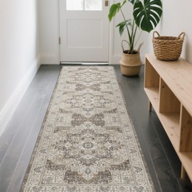 Washable Area Rugs, Bohemian Large Carpet for Living Room Bedroom,8'x 10' Brown