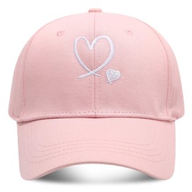 MAZELIKEHOOD Baseball Cap Adjustable Cotton Breathable Casual Unisex Heart Sport Sun Hat for Women Men Pink