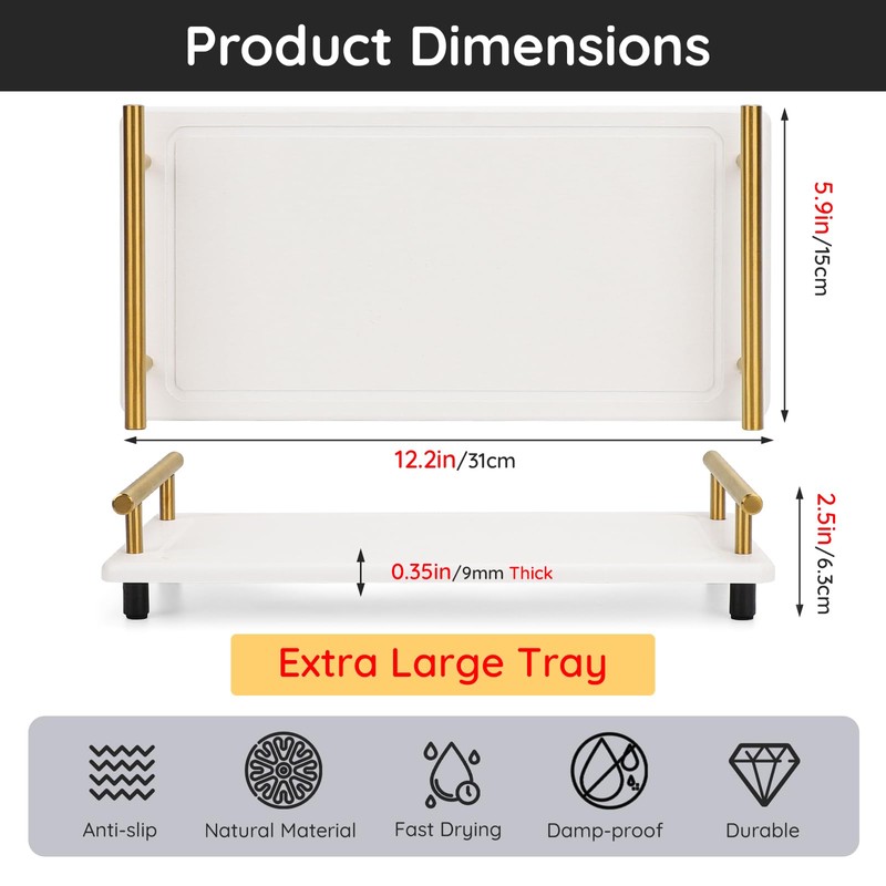 Segbeauty 12x6in Water Absorbing Stone Tray for Countertop, Fast Drying