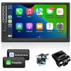 Leadfan Double Din Car Stereo with Dash Cam&Camera, Apple Carplay&Android