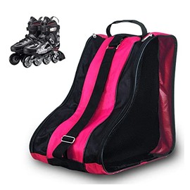 GLAITC Unisex Roller Skate Bag with Adjustable Shoulder Strap Ice Skates Bag for Women Men Kids, pink, bag hanger