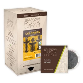 Wolfgang Puck Soft Coffee Pods, Organic Fair Trade, Colombian Coffee, 9.5 Gram, 6 x 18 Count