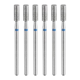 sourcing map 6pcs 120-140 Grits Diamond Grinding Bit 3.3mm Cylindrical Head 2.35mm Shank 10mm Length Stone Sanding Drill Bits Rotary Tool for Ceramic Glass Nails Grinding Polishing