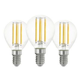 EGLO Set aus 3 E14 Filament LED Lampen, Edison Glühbirne transparent, 7 Watt (entspricht 60 Watt), 806 Lumen, Leuchtmittel warmweiß, 2700 K, Glühlampe P45, Ø 4,5 cm