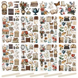 WANDIC 16 Sheets Rub On Transfer Sticker, Vintage Theme Transfer Decals Retro Dress DIY Scrapbook Stickers for Greeting Cards Gift Wrapping Decoration,4 * 6in