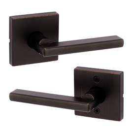 Kwikset Halifax Interior Passage Door Handle, Lever For Closet and Hallway Doors, Reversible Non-Locking Handle Lever, Venetian Bronze, with Microban Protection