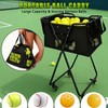 Jacgood Tennis Ball Hopper Cart with 4 Wheels，Foldable Large Capacity