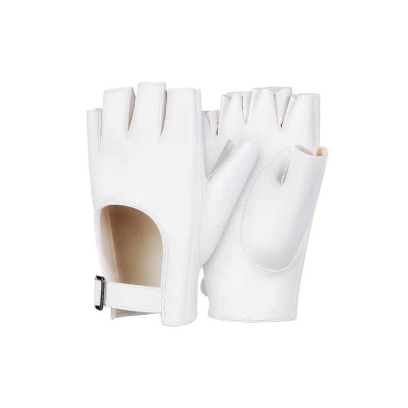 SAFIGLE Half Finger Gloves for Women, Made of Artificial Leather,