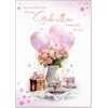 doodlecards Godmother Birthday Card Tea Party and Balloons Medium Size