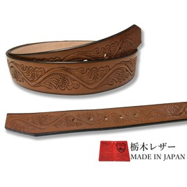 Tochigi Leather Belt, 6 Colors, Genuine Leather, Cowhide, Men's, Made in Japan, Craft, Embossed Casual, 1.6 inches (40 mm), dark brown