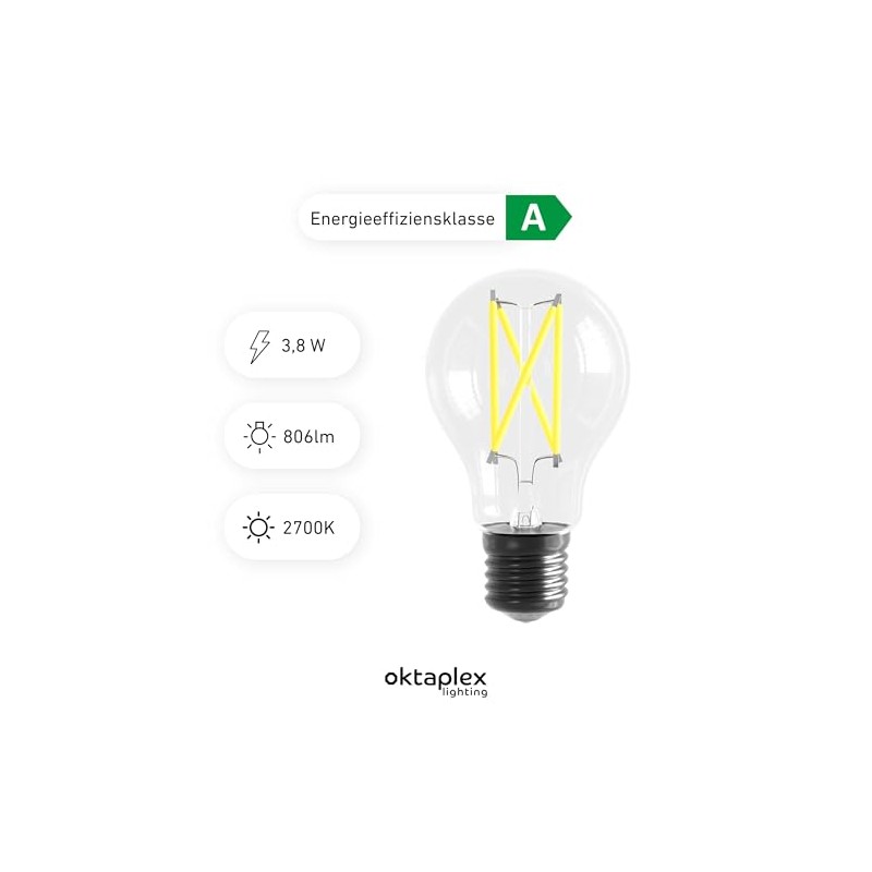 Oktaplex lighting Oktaplex 12er Set Glhlampe E27 LED warmwei? 2700K