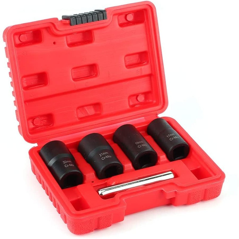 5 Pieces Twist Socket Set, Lug Nut Remover Extractor Tool,Metric