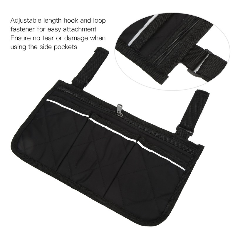 Wheelchair Side Hanging Storage Bag Multi Pocket Armrest Pouch Bag