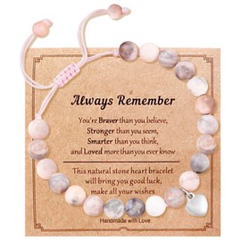 Valicaer Birthday Gift for Girls 8-18: Adjustable Braided Bead Bracelet, Jewellery for Teenagers, Perfect Birthday Gifts for Daughter, Sister, Girlfriend, One size, Stone, natural stone