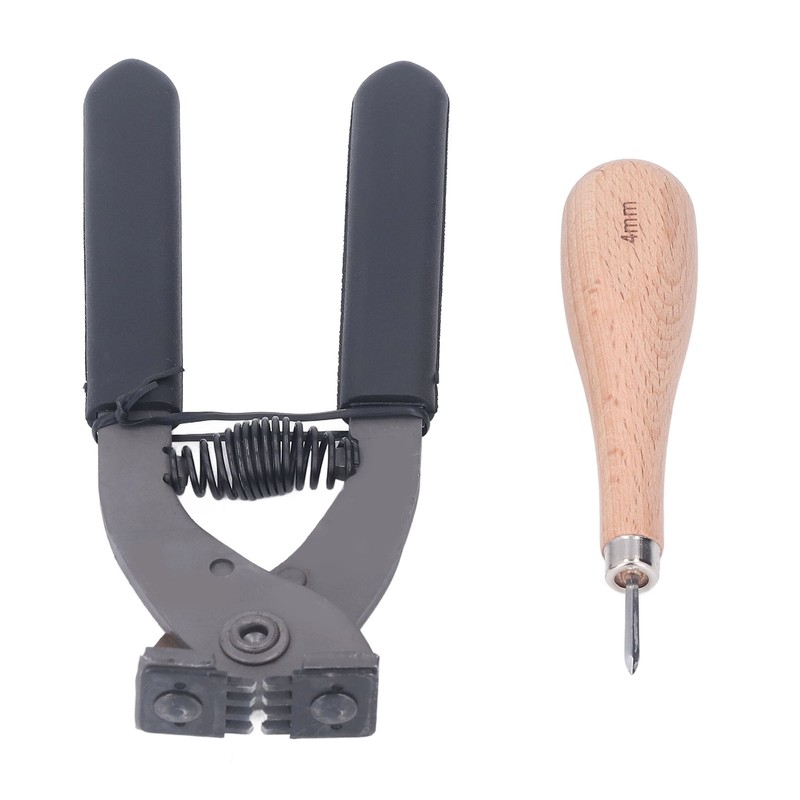 Leather Silent Pliers Diamond Awl Black Handle 4mm 4 Teeth