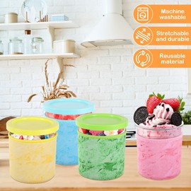 TranRantic 4 Pack Reusable Ice Cream Neoprene Sleeve for Ninja Creami Deluxe NC500 Series, Insulated Sleeves for Ninja Creami Deluxe Pints Ice Cream Maker Containers (24 oz)
