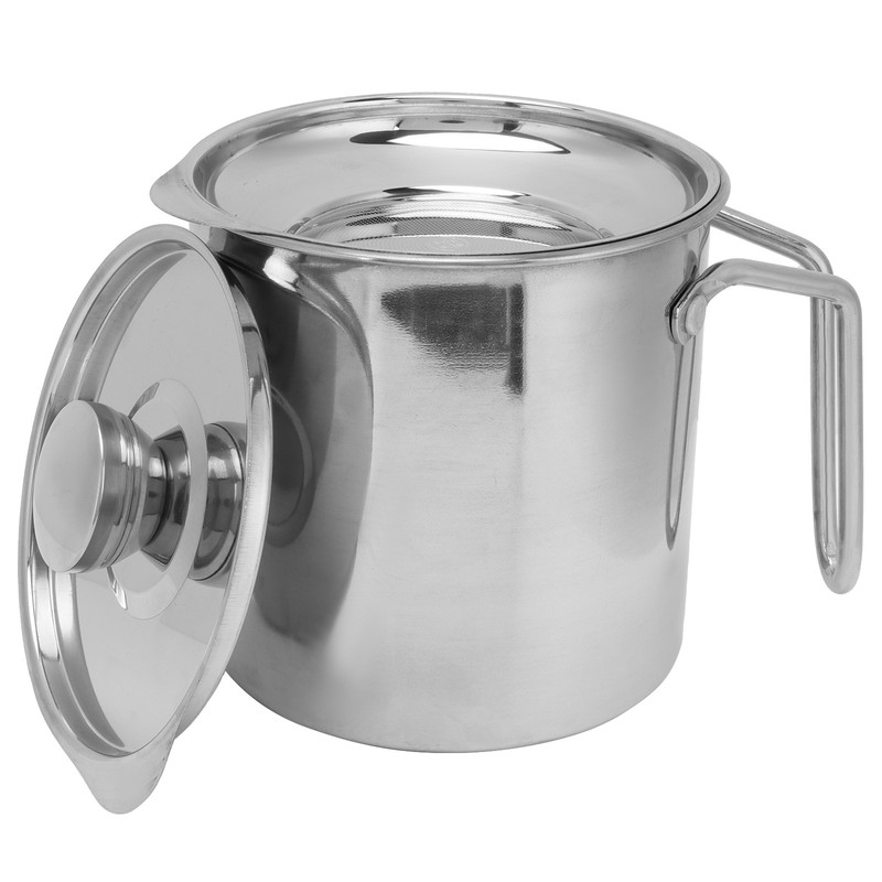 Stainless Steel Oil Filter Pot with Handle Kitchen Grease Container