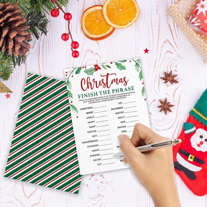 30 Pack Finish The Phrase Christmas Party Game Cards -