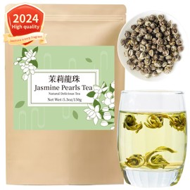 Yuexi Jasmine Pearls Tea Jasmine Tea Green Tea Jasmine Green Tea Loose Leaf Jasmine Dragon Balls 5.3oz/150g Chinese Tea Jasmine Naturally Jasmin Scented Taste 茉莉花茶 绿茶 茉莉龙珠