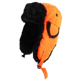 Armycrew Blaze Orange Aviator Trooper Hat with Faux Fur Lining - Blaze