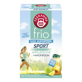 Teekanne frio 4er Eistee-Sport Mix - mit den neuen Sorten Classic Eistee Zitrone und Pfirsich, Sport Apfel-Zitrone und Mango-Orange mit Vitaminen (4 x 45g)