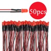 50pcs 12V Pre-wired 5mm LED Light Emitting Diodes, Red
