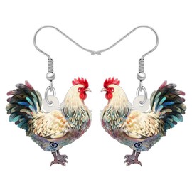 OUSIO Acrylic Cute Hen Earrings Fun Chicken Farm Animals Dangle Hypoallergenic Jewelry For Women Charm Gifts (Multi)