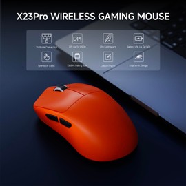 EWEADN X23Pro Wireless Gaming Mouse, 2.4G/BT5.0/USB-C Esports Gaming Mouse, 800mAh Rechargeable Lightweight Mouse Gaming, 12000 DPI Wireless Mouse with 6 Programmable Buttons,For Laptop/PC/Mac, Orange