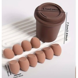 10 mini beauty eggs with mini cup packaging 10 mini beauty eggs makeup sponge. Foundation mixing beauty sponge, liquid, cream and powder flawless, latex-free dry & wet foundation makeup (Coffee)