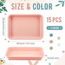 Mifoci 15 Pcs Activity Plastic Art Trays Morandi Color Art and Craft Tray Stackable Plastic Serving Trays for DIY Projects Painting Beads Home Classroom Storage (14.3 x 10.4 x 2 Inch)