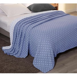 Sterling Creek Nautical Anchor Muslin Cotton Blanket Three Layers Lightweight Breathable Gauzy Blanket for Adults, All Season (Queen, Slate Blue)