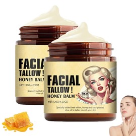 LUSCOR 2pcs Whipped Beef Tallow and Honey Balm，Bálsamo de Sebo de Res Batido Y Miel, Crema de Miel de Sebo Pura para Rostro Y Cuerpo,120g of Beef Tallow Honey Moisturiser,Cuidado de La Piel Profundamente Nutritivo