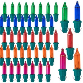 Dazzle Bright 120 Pcs Replacement Christmas Mini Light Bulbs, Multi-Colored Incandescent String Light Bulbs with Green Base, 2.5 V Bulbs for Indoor Outdoor Xmas Tree Decor, 170 mA, 0.42 Watt