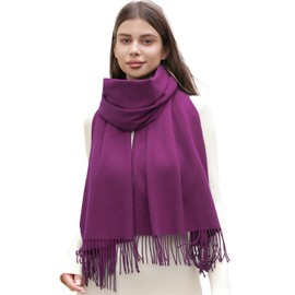RIIQIICHY Women's Winter Scarves Scarves Winter Scarf Cuddly XXL Women's Scarf Pashmina Autumn Women Scarf with Fringes, purple