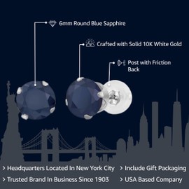 Gem Stone King 2.12 Cttw Aretes de Oro Blanco de 10K Zafiro Azul Natural