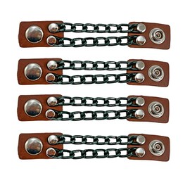 Funk Plus Brown Tan Motorcycle Vest Extenders Double Black Chain Regular Snap MC Jacket Made in USA (TAN, 6")