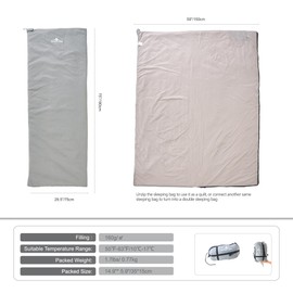 Nature Link Ultralight Backpacking Sleeping Bag 1.7lbs, Warm Weather Sleeping Bag 50℉-63℉, Nylon Shell and Lining, Waterproof, Compact, Lightweight Sleeping Bag for Backpacking Camping Hiking